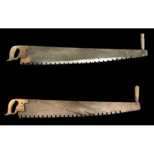 313 - Pair of vintage hand saws, approx. 120cm and 136cm in length. Qty 2