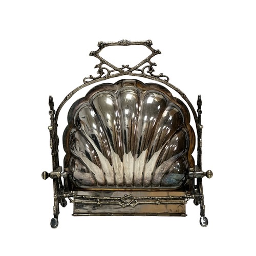 381 - A Victorian silver plated clam shell muffin warmer by the Fenton Brothers of Sheffield. Laurel wreat... 