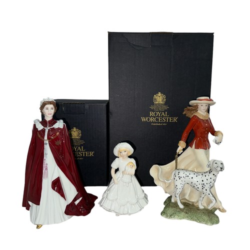 486 - Royal Worcester figurines (3) with boxed Millie with certificate and Katie and unboxed Queen Elizabe... 