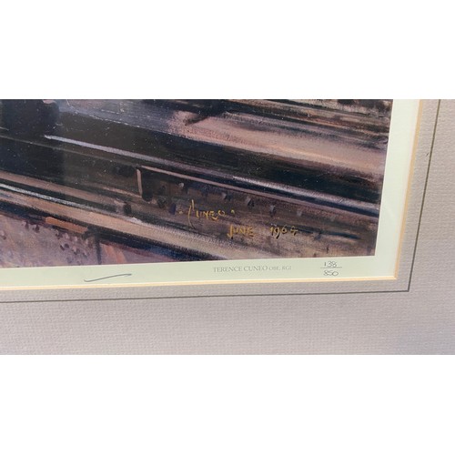 354 - Terence Cuneo. Flying Scotsman framed print, limited edition signed by artist and counter signed by ... 