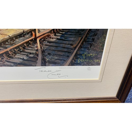 355 - Terence Cuneo. King George V locomotive framed print, limited edition signed by artist and counter s... 