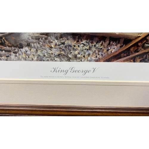 355 - Terence Cuneo. King George V locomotive framed print, limited edition signed by artist and counter s... 