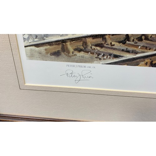 355 - Terence Cuneo. King George V locomotive framed print, limited edition signed by artist and counter s... 