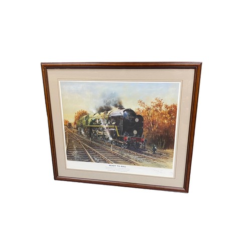 356 - Terence Cuneo. Ready to Roll framed print featuring BR green 35027 Merchant Navy class Port Line, li... 