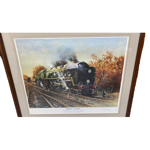 356 - Terence Cuneo. Ready to Roll framed print featuring BR green 35027 Merchant Navy class Port Line, li... 