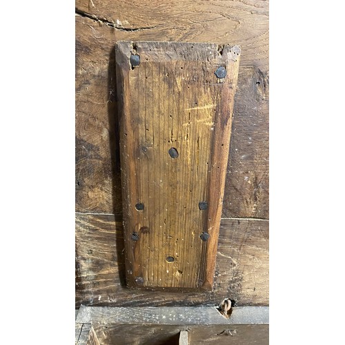 163 - 17th Century oak 6 plank coffer with carved decoration to front, untouched original condition, attra... 