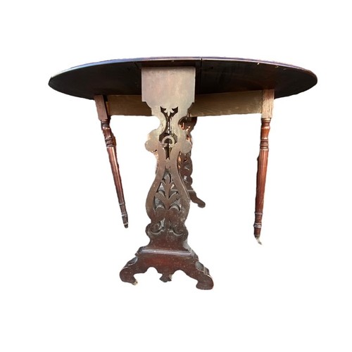 391 - Mahogany Sutherland table, width 92cm, length 107cm.