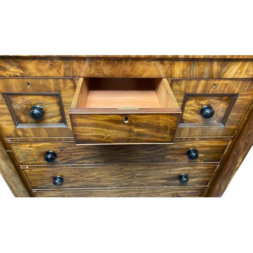 393 - Mid Victorian north country chest of drawers, height 138cm, depth 60cm, width 130cm.