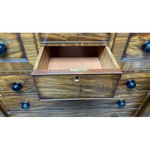 393 - Mid Victorian north country chest of drawers, height 138cm, depth 60cm, width 130cm.