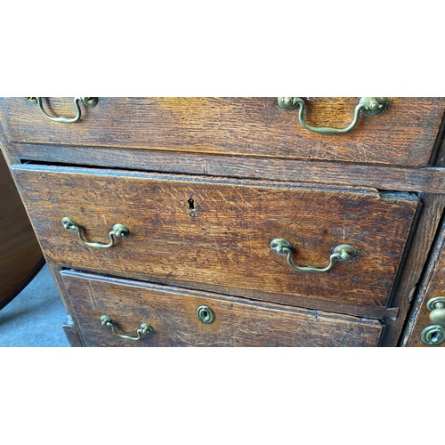 495 - Late 18th Century oak dresser base with central door with raised fielded panel, 7 working draws, ori... 