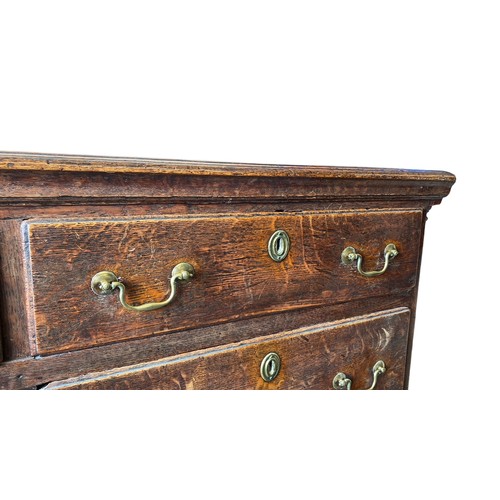 495 - Late 18th Century oak dresser base with central door with raised fielded panel, 7 working draws, ori... 