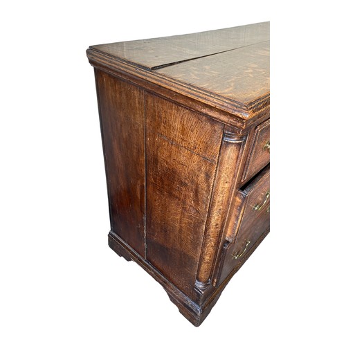 495 - Late 18th Century oak dresser base with central door with raised fielded panel, 7 working draws, ori... 