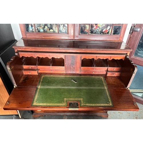 453 - Late 18th/ early 19th Century astragal glazed mahogany secretaire bookcase, adjustable shelves, with... 