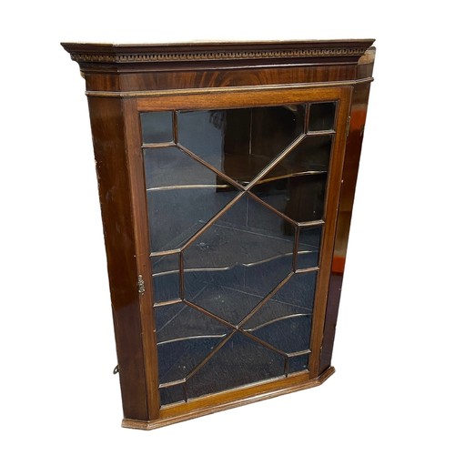 522 - Late 18th/early 19th Century astragal glazed corner cabinet, height 106cm, width 75cm, depth 42cm.