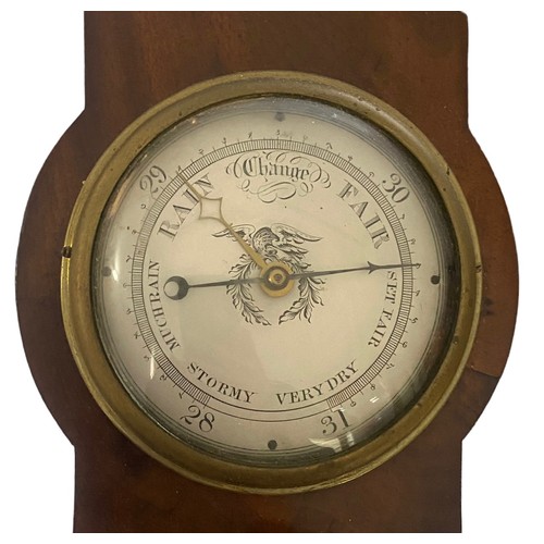 8 - Early/mid 19th Century mahogany four instrument wheel barometer, with a 4.5 inch engraved and silver... 