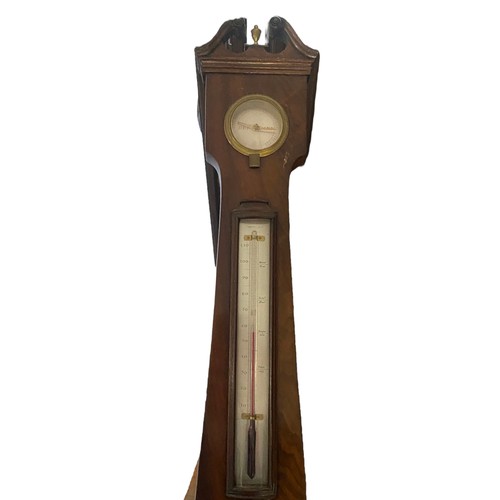 8 - Early/mid 19th Century mahogany four instrument wheel barometer, with a 4.5 inch engraved and silver... 