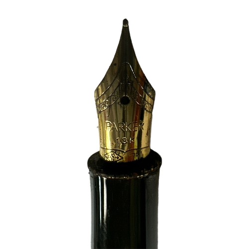 29 - Parker Sonnet P.III - cisele silver design - 18ct gold nib, with leather Cross case.