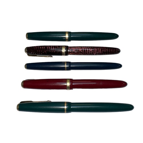 30 - Parker fountain pens (5) all with 14ct gold nibs.