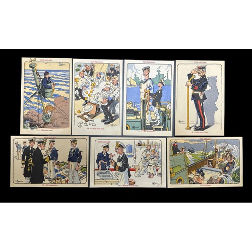 674 - A set of twenty French comic WWI postcards entitled 