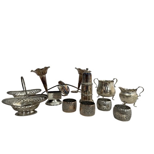 457 - A number of silver items including two bon bon dishes with handles assayed Birmingham 1938, cream ju... 