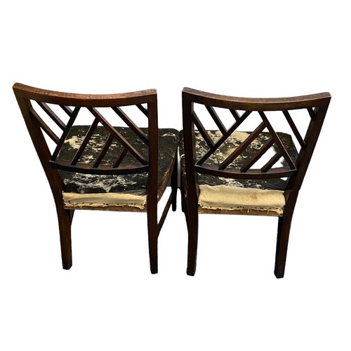 87 - Interesting pair of anglo-japanese low chairs, height 75cm.