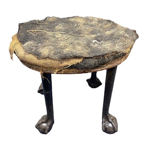 396 - Unusual oval-topped mahogany stool with 18th Century ball and claw feet, widthm48cm, depth 36cm, hei... 