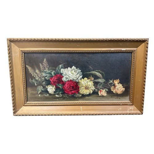 366 - Bessie Constable (British) – Still life of Roses and other flowers, oil on canvas, framed, signed bo... 