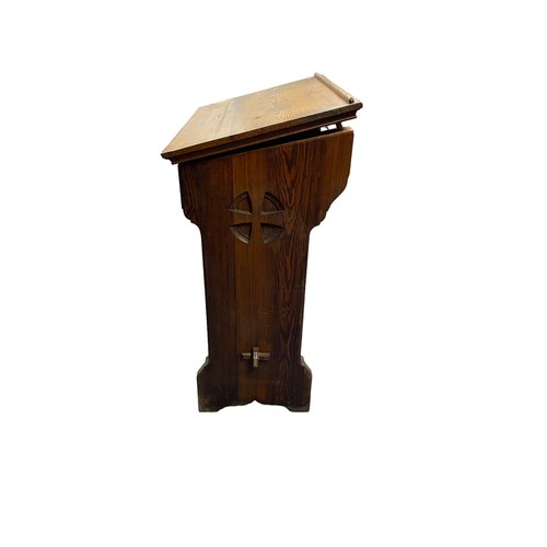 512 - Late 19th Century pine lectern made by Plucknett & Steevens, with plaque reading 