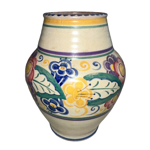 275 - Carter Stabler Adams Poole Pottery – A large c.1930’s Art Deco vase in the EM pattern painted by Rut... 