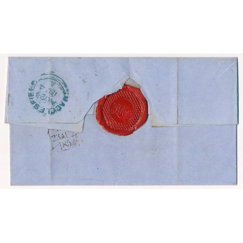 609 - Great Britain. 1854 registered postal wrapper London to Macclesfield with 1854 2d blue x2 (SG 19?) a... 