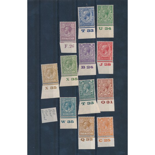 617 - Great Britain. 1924-6 Block Cypher set to 1/-, UM singles all with marginal control. (SG 418-29)