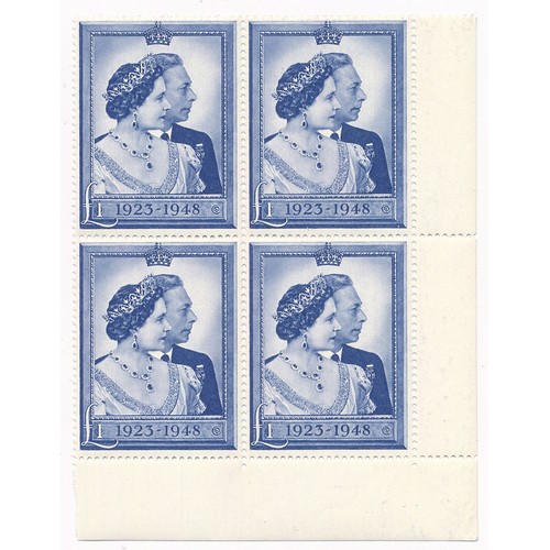 622 - Great Britain. 1948 RSW £1, UM block of four. (SG 438)