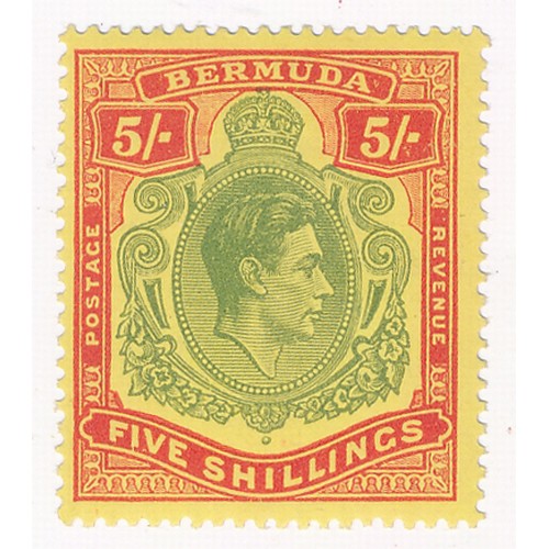 584 - Bermuda. 1938-53 Key-plate set of six, M, 12/6d toned gum. Cat £250+