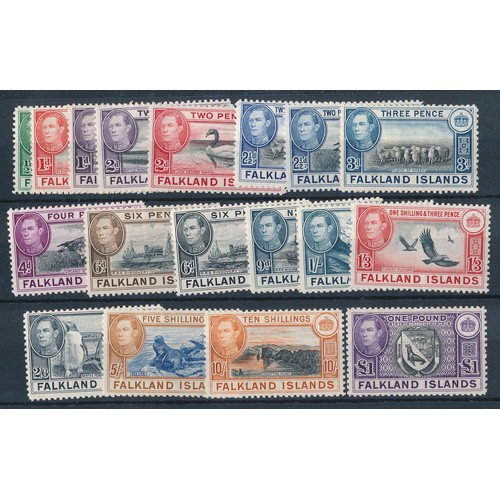 589 - Falkland Islands. 1938-50 set to £1, M. (SG 146-63) Cat £475