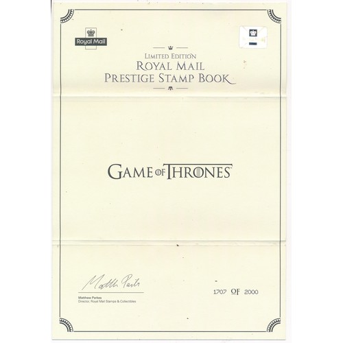 633 - Great Britain. Decimal Prestige Booklet. Limited Edition 2018 Games of Thrones. Original R. Mail cos... 