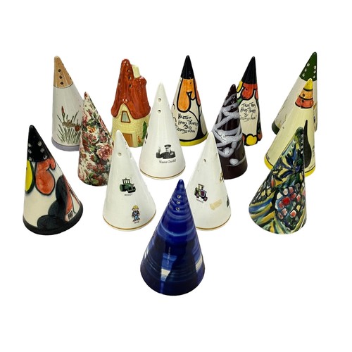 176 - Conical ceramic sugar sifters (15) to include Crown Devon 