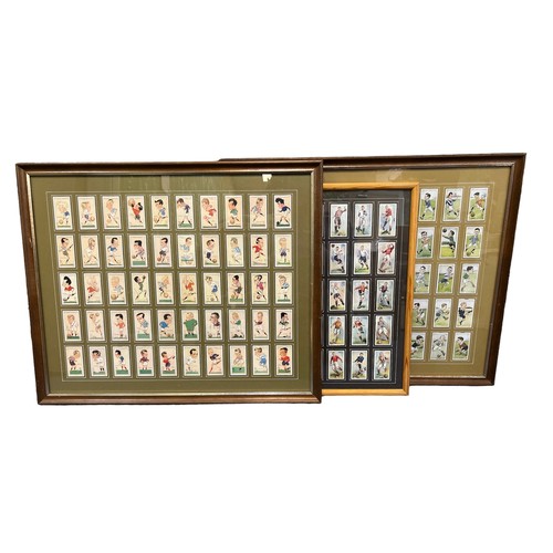 66 - Three framed Player Footballers sets with Football Caricatures by 