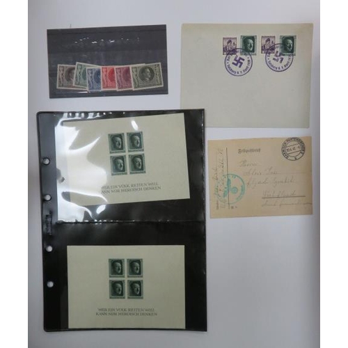 591 - Germany predominantly Third Reich range on cards, leaves etc including Culture M/S’s Mint/Used (some... 