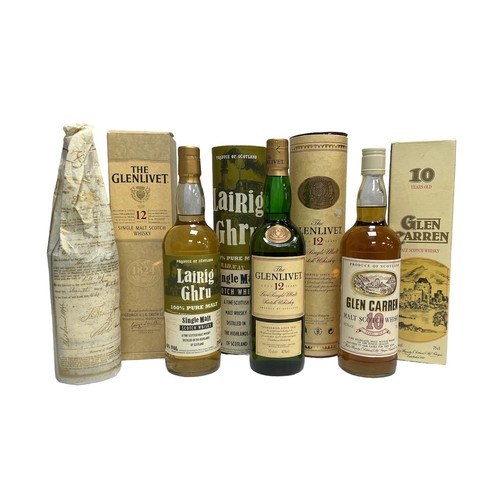 107 - Four bottles of Malt Scotch Whisky to include The Glenlivet 12 Year Old 70cl bottle in presentation ... 