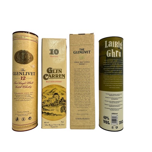 107 - Four bottles of Malt Scotch Whisky to include The Glenlivet 12 Year Old 70cl bottle in presentation ... 