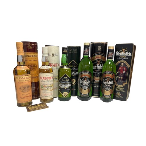 108 - Five bottles of Malt Scotch Whisky in presentation tins/tubes to include Glenfiddich Special Reserve... 