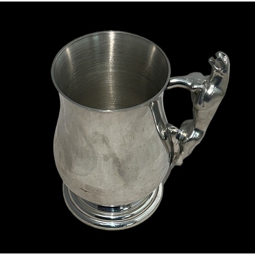 365 - Pewter tankard with Jaguar handle.