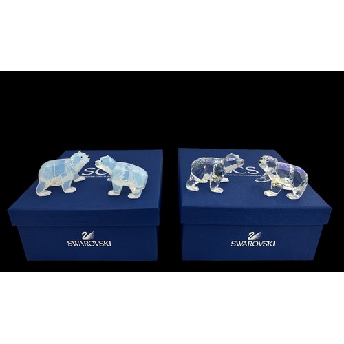 229 - Two sets of Swarovski crystal Polar Bear Cubs - 'Siku White Opal' (9100 NR 000310) and 'Siku Crystal... 