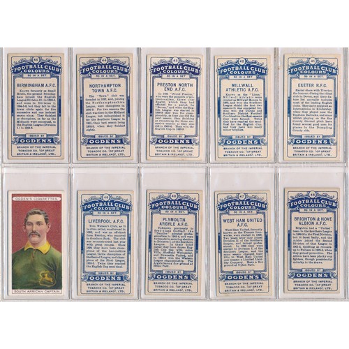 769 - Ogdens 1906 Football Club Colours complete set of 51 in very good condition with some better. Includ... 