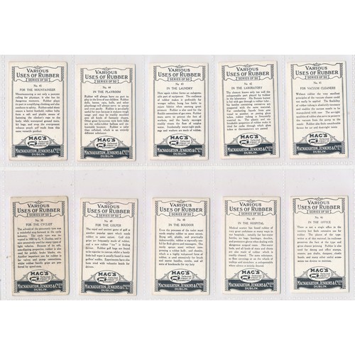 754 - Macnaughton Jenkins 1924 Various Uses of Rubber complete set of 50 in very good to excellent conditi... 