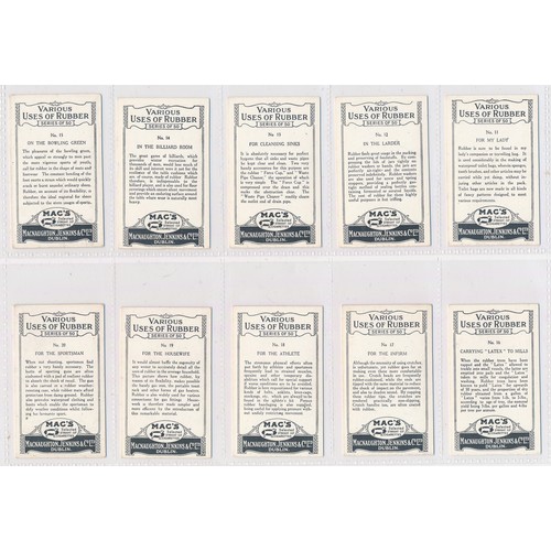 754 - Macnaughton Jenkins 1924 Various Uses of Rubber complete set of 50 in very good to excellent conditi... 