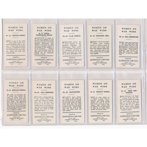 739 - Carreras 1916 Women On War Work complete set of 50, in very good to excellent condition apart from t... 