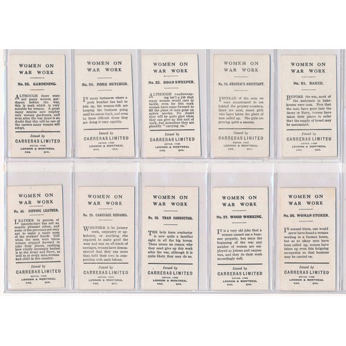 739 - Carreras 1916 Women On War Work complete set of 50, in very good to excellent condition apart from t... 