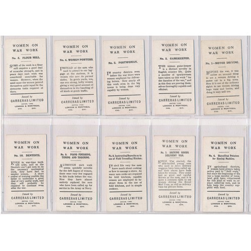 739 - Carreras 1916 Women On War Work complete set of 50, in very good to excellent condition apart from t... 