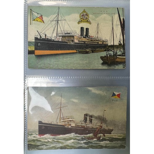 667 - Ocean Liners – Collection of Ocean liner postcards across two binders, including; Orient Line S.S. O... 